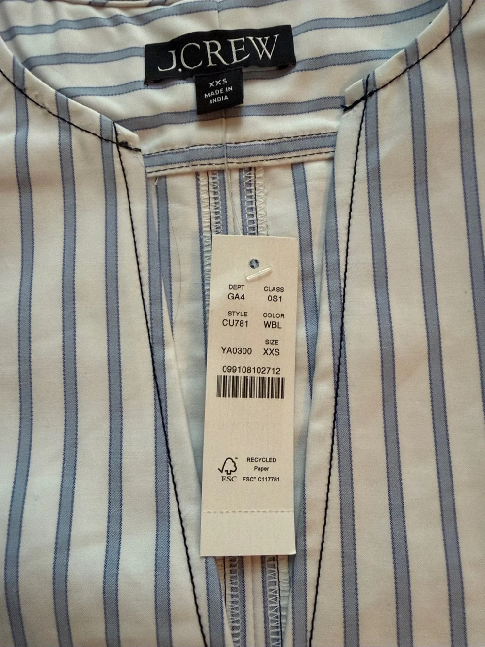 J. Crew Patch-pocket pullover dress in striped structured cotton poplin